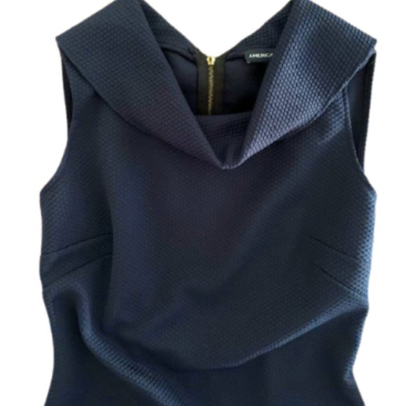 Beautiful Navy Dress with Folded Cowl Neck - Picture 2 of 10